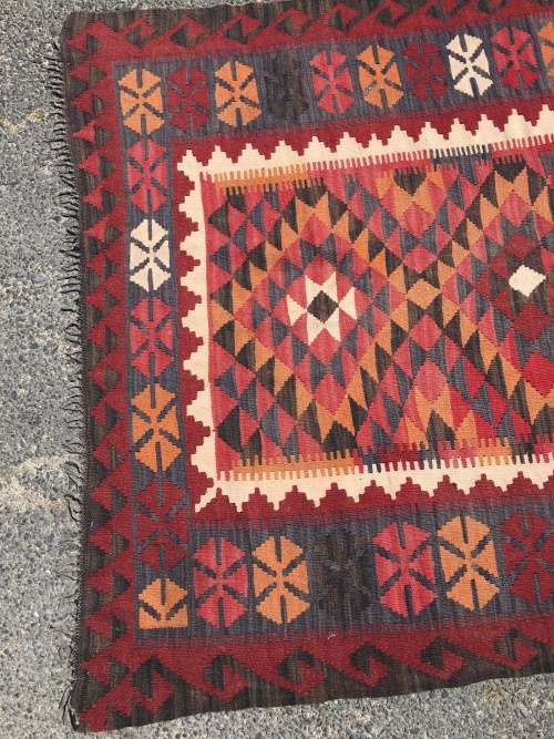 WOW !!!!  STUNNING LARGE PURE WOOL FLAT WEAVE AUTUMN TONES KELIM PERSIAN CARPET  2500 X 2000mm