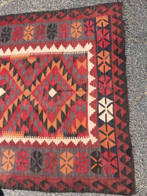 WOW !!!!  STUNNING LARGE PURE WOOL FLAT WEAVE AUTUMN TONES KELIM PERSIAN CARPET  2500 X 2000mm