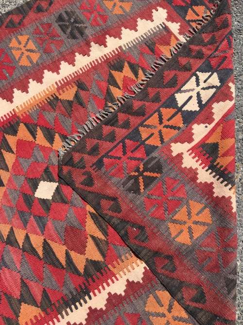 WOW !!!!  STUNNING LARGE PURE WOOL FLAT WEAVE AUTUMN TONES KELIM PERSIAN CARPET  2500 X 2000mm