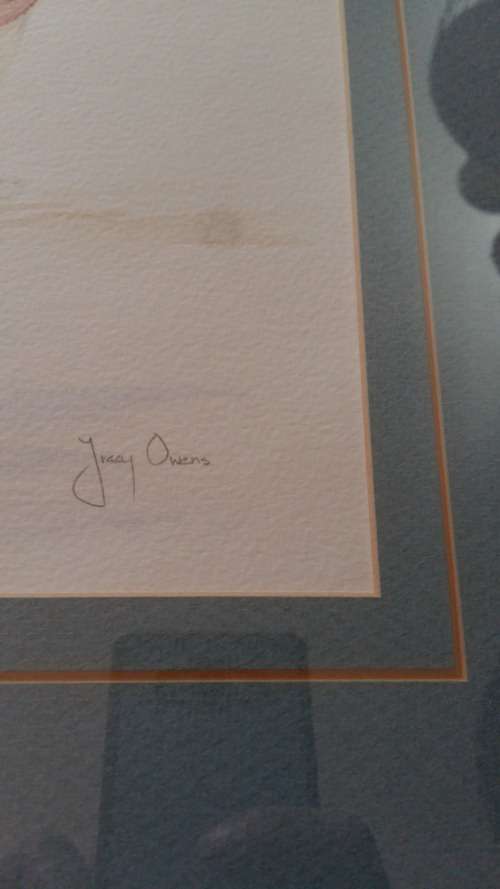 WOW!!! Well Known Artist Tracy Owens Framed Sketch and Water color, Mother and child on the beach.