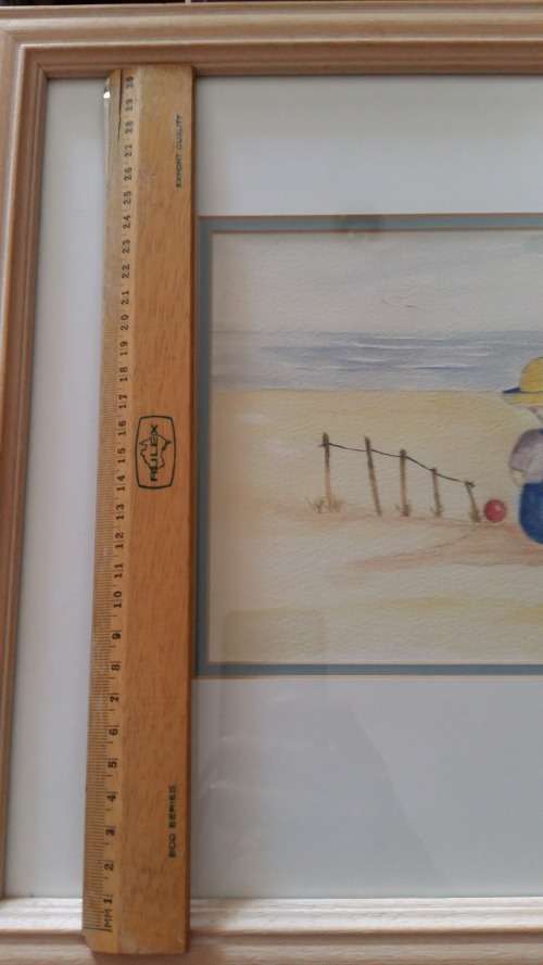 WOW!!! Well Known Artist Tracy Owens Framed Sketch and Water color, Boy and Dog on the beach.