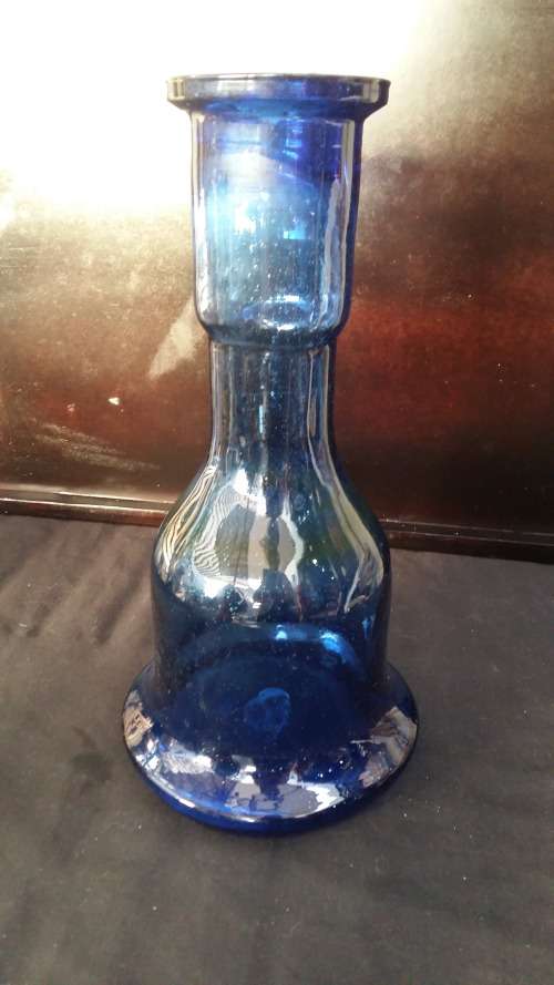 Beautiful 32 cm Tall Blue thick Glass Bottle/Vase