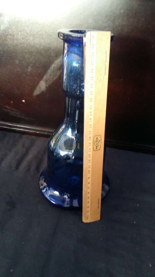 Beautiful 32 cm Tall Blue thick Glass Bottle/Vase