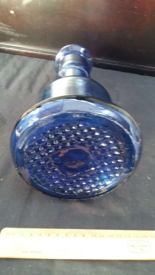 Beautiful 32 cm Tall Blue thick Glass Bottle/Vase