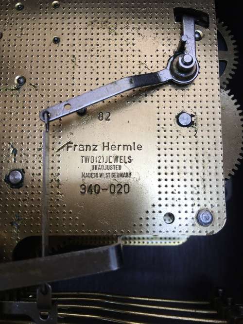 WOW !!! STUNNING MAHOGANY CASED FRANZ HERMLE MANTLE CLOCK WITH THE KEY IN PERFECT WORKING ORDER