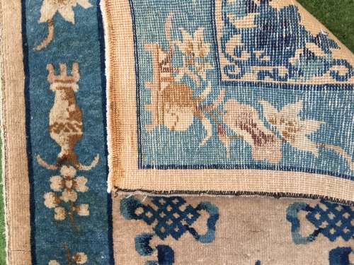 WOW !!!! STUNNING NICELY WORN CHINESE PURE WOOL HAND KNOTTED PERSIAN CARPET 1500 X 750mm