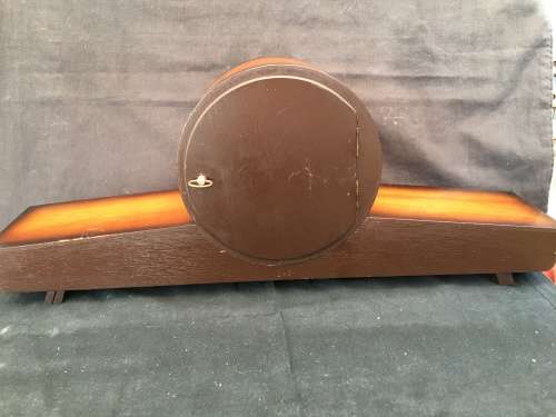 STUNNING MAHOGANY CASED BALANCE WHEEL MANTLE CLOCK IN FULL WORKING ORDER WITHOUT THE KEY