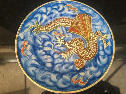 Beautiful and Collectible Vintage Raised- 3D -Moriage Blue Dragon-Ware Side Plate/display 18cm