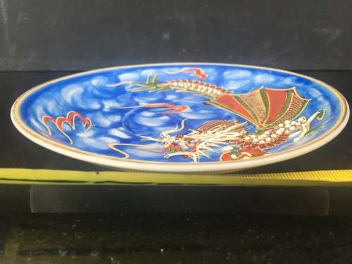Beautiful and Collectible Vintage Raised- 3D -Moriage Blue Dragon-Ware Saucer/display plate