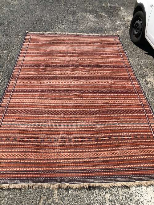 ABSOLUTELY STUNNING LARGE IRANIAN CROCHET MESHED SOUMAK KILIM PURE WOOL PERSIAN CARPET 2950 X 1920mm