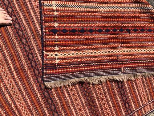 ABSOLUTELY STUNNING LARGE IRANIAN CROCHET MESHED SOUMAK KILIM PURE WOOL PERSIAN CARPET 2950 X 1920mm