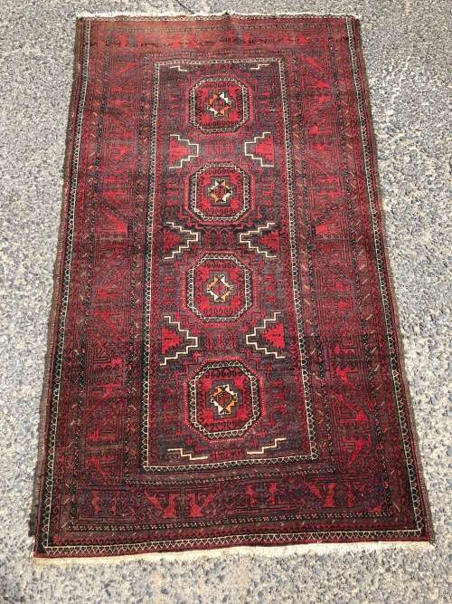WOW !!! NICELY WORN PURE WOOL HAND KNOTTED VINTAGE PAKISTAN BALUCH PERSIAN CARPET 1000 X 1770mm