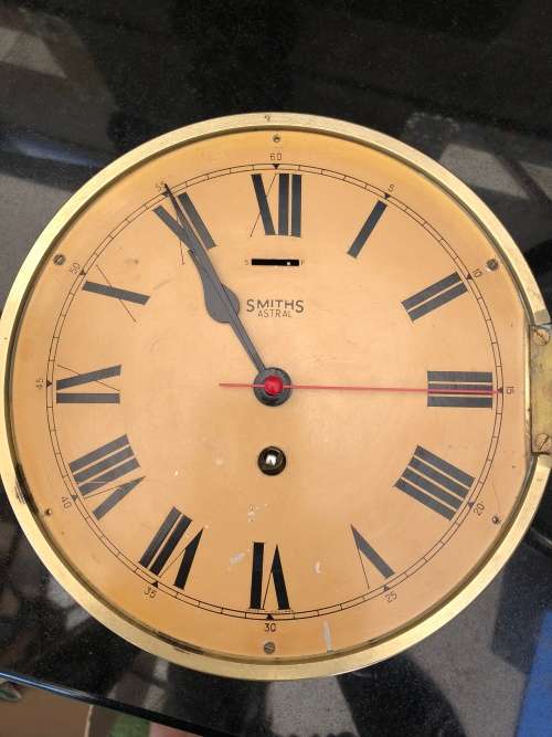 RARE ORIGINAL 8 DAY SMITH'S ASTRAL SHIPS BULKHEAD CLOCK WITH THE KEY circa 1940's WORKING 100%