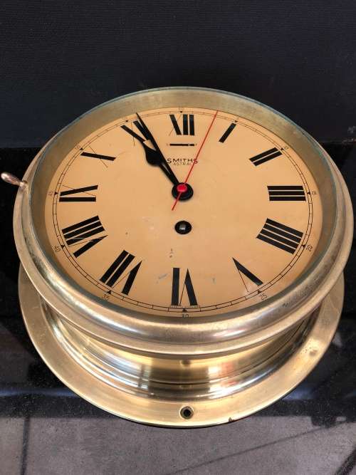 RARE ORIGINAL 8 DAY SMITH'S ASTRAL SHIPS BULKHEAD CLOCK WITH THE KEY circa 1940's WORKING 100%