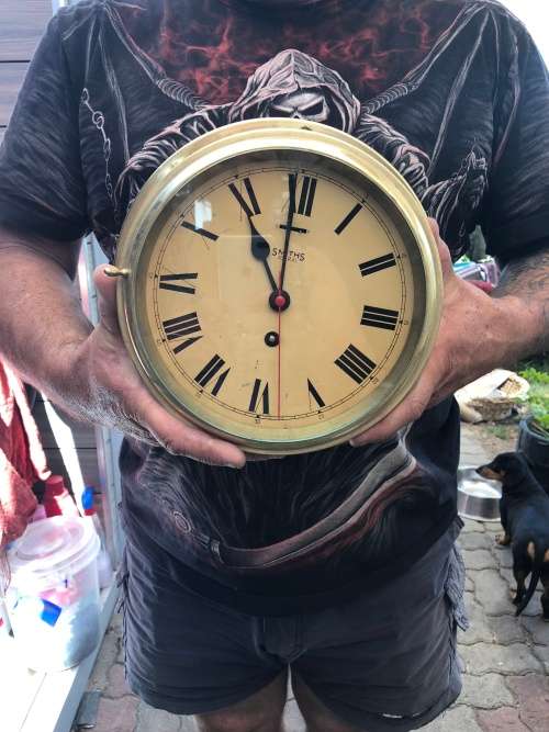 RARE ORIGINAL 8 DAY SMITH'S ASTRAL SHIPS BULKHEAD CLOCK WITH THE KEY circa 1940's WORKING 100%