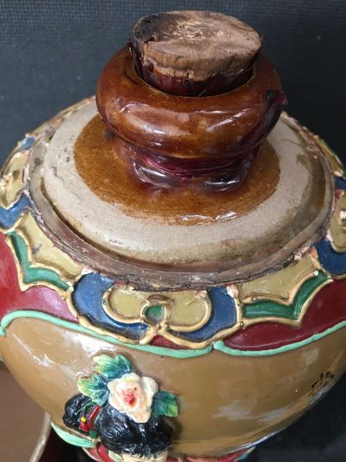 Stunning Rare Vintage Hand Painted Huadiao rice wine pottery container from Shaoxing China.
