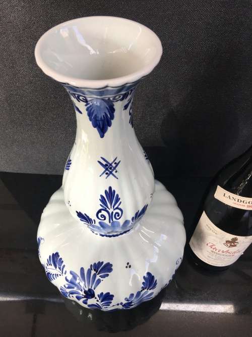 Stunning Antique Genuine hand painted Delft  Double Gourd Blue and white Vase marked made in Holland