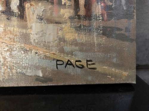 INVESTMENT !!!! BEAUTIFUL OIL ON CANVAS PARISIENNE STREET SCENE SIGNED PAGE ~ unframed