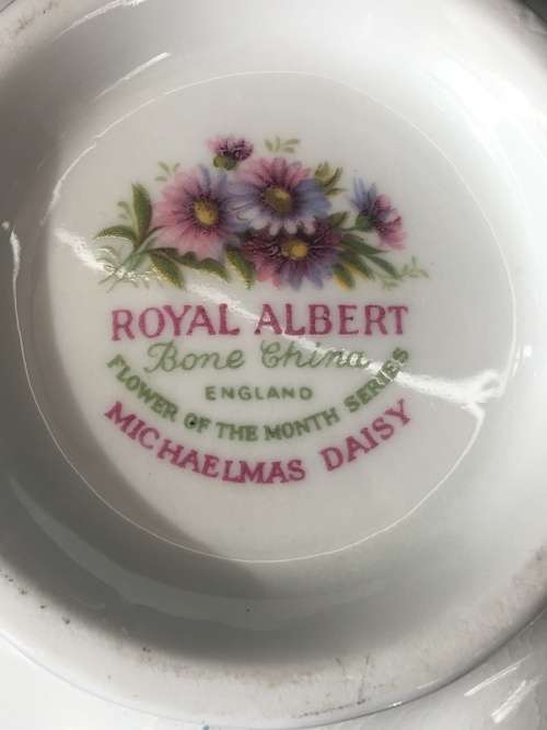 Beautiful Royal Albert "Michaelmas Daisy" Flower of the Month September Tea Cup and Saucer
