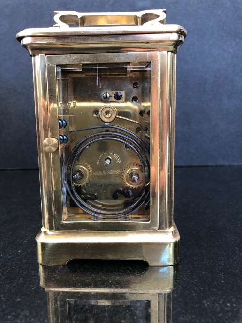 STUNNING SOLID BRASS AND GLASS CHIMING FRENCH CARRIAGE CLOCK IN ORIGINAL CASE WORKING 100%