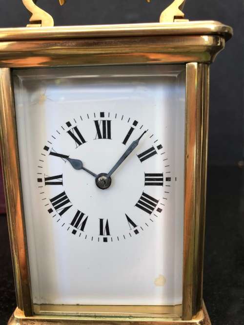 STUNNING SOLID BRASS AND GLASS CHIMING FRENCH CARRIAGE CLOCK IN ORIGINAL CASE WORKING 100%