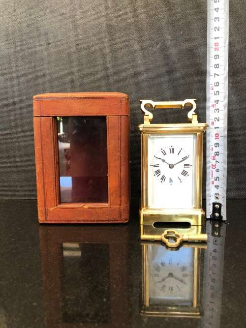 STUNNING SOLID BRASS AND GLASS CHIMING FRENCH CARRIAGE CLOCK IN ORIGINAL CASE WORKING 100%