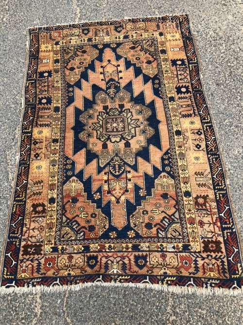WOW !!!  PURE WOOL HAND KNOTTED VINTAGE NICELY WORN HAMADAN PERSIAN CARPET 1740 X 1250mm