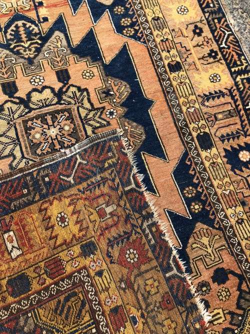 WOW !!!  PURE WOOL HAND KNOTTED VINTAGE NICELY WORN HAMADAN PERSIAN CARPET 1740 X 1250mm