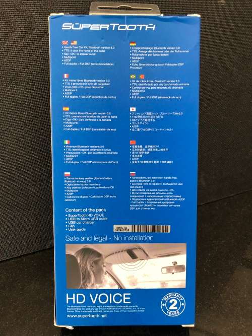 SUPERTOOTH HD VOICE VISOR BLUETOOTH HANDSFREE CAR KIT SEALED IN THE BOX