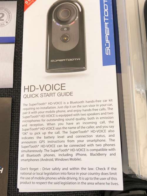 SUPERTOOTH HD VOICE VISOR BLUETOOTH HANDSFREE CAR KIT SEALED IN THE BOX