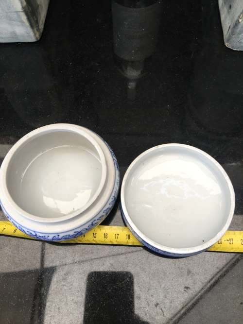 Chinese Blue and White Genuine Ming Marked Blue Happiness Jewellery Trinket Dish