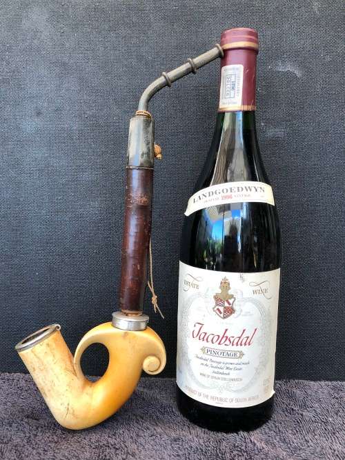 WOW !!! AWESOME ANTIQUE MEERSCHAUM PIPE WITH SILVER RIMS AND BENT MOUTH PIECE