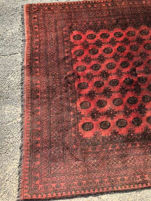 WOW !! LOVELY VINTAGE LARGE PURE WOOL HAND KNOTTED AFGHAN TEKKE BOKHARA PERSIAN CARPET 3000 X 2000mm