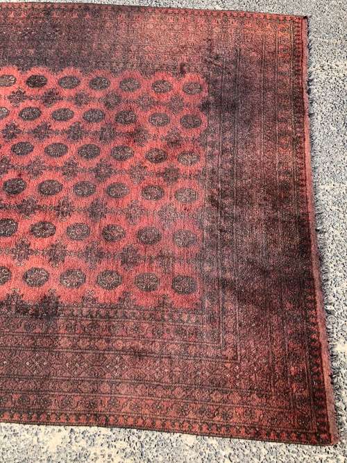 WOW !! LOVELY VINTAGE LARGE PURE WOOL HAND KNOTTED AFGHAN TEKKE BOKHARA PERSIAN CARPET 3000 X 2000mm