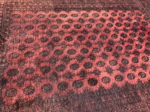 WOW !! LOVELY VINTAGE LARGE PURE WOOL HAND KNOTTED AFGHAN TEKKE BOKHARA PERSIAN CARPET 3000 X 2000mm