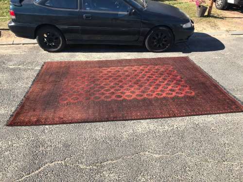 WOW !! LOVELY VINTAGE LARGE PURE WOOL HAND KNOTTED AFGHAN TEKKE BOKHARA PERSIAN CARPET 3000 X 2000mm