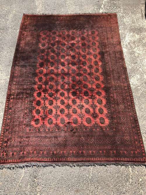 WOW !! LOVELY VINTAGE LARGE PURE WOOL HAND KNOTTED AFGHAN TEKKE BOKHARA PERSIAN CARPET 3000 X 2000mm