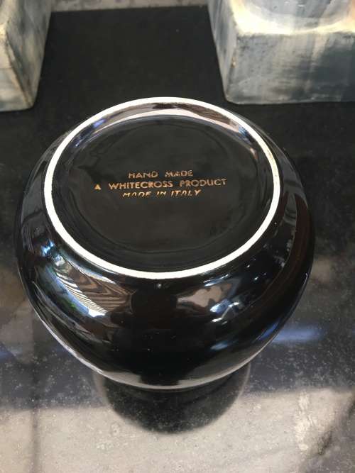 Vintage Italian Humidor WHITECROSS Product - Black Ceramic Canister -Hand Made in Italy