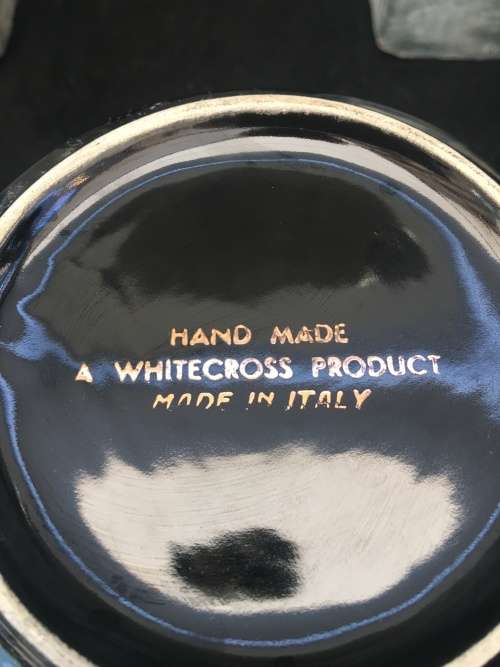 Vintage Italian Humidor WHITECROSS Product - Black Ceramic Canister -Hand Made in Italy