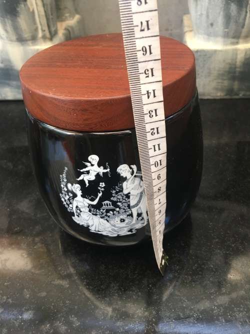 Vintage Italian Humidor WHITECROSS Product - Black Ceramic Canister -Hand Made in Italy