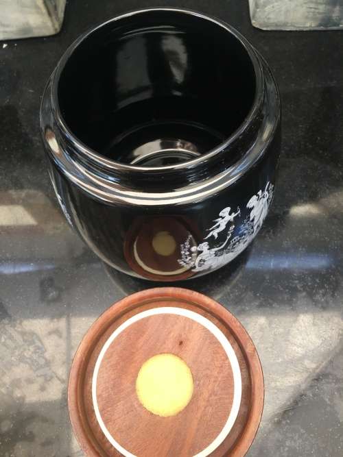 Vintage Italian Humidor WHITECROSS Product - Black Ceramic Canister -Hand Made in Italy