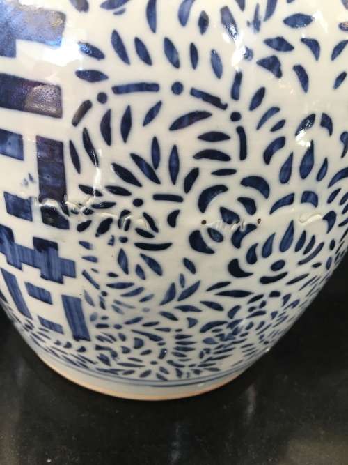 Stunning Kangxi Double Ring, Extra Large Blue & White Happiness & Longlevity Ginger Jar & Lid