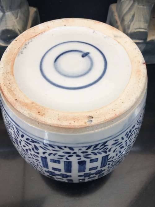 Stunning Kangxi Double Ring, Extra Large Blue & White Happiness & Longlevity Ginger Jar & Lid