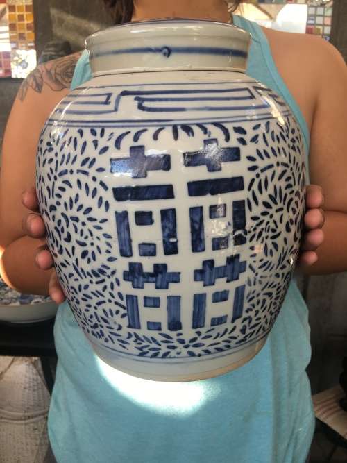 Stunning Kangxi Double Ring, Extra Large Blue & White Happiness & Longlevity Ginger Jar & Lid