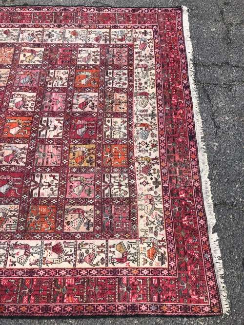 INVESTMENT !! RARE VINTAGE TRIBAL SOUMAK CROCHET SILK KILIM PERSIAN CARPET 3000 X 2000mm WITH COA