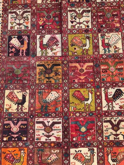 INVESTMENT !! RARE VINTAGE TRIBAL SOUMAK CROCHET SILK KILIM PERSIAN CARPET 1870 X 1240mm WITH COA