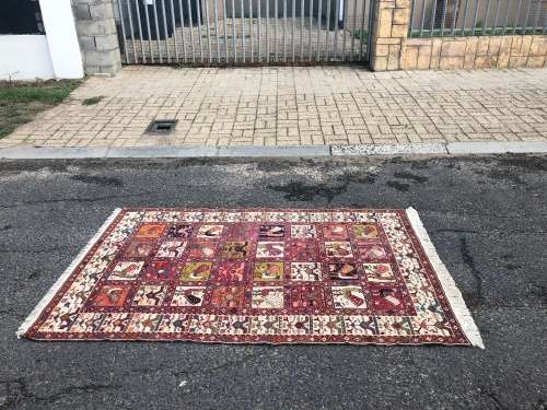 INVESTMENT !! RARE VINTAGE TRIBAL SOUMAK CROCHET SILK KILIM PERSIAN CARPET 1870 X 1240mm WITH COA