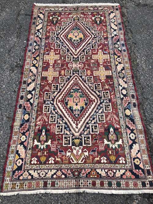 INVESTMENT !! VINTAGE TRIBAL SOUMAK CROCHET SILK/WOOL KILIM PERSIAN CARPET 1920 X 1215mm WITH COA