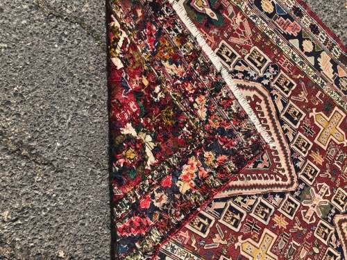 INVESTMENT !! VINTAGE TRIBAL SOUMAK CROCHET SILK/WOOL KILIM PERSIAN CARPET 1920 X 1215mm WITH COA