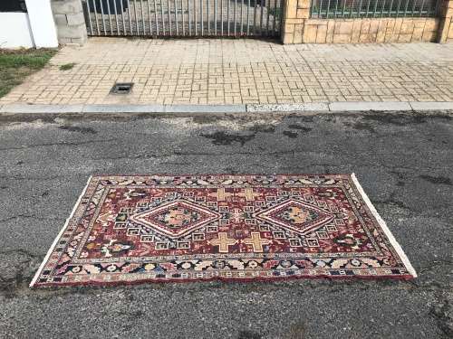INVESTMENT !! VINTAGE TRIBAL SOUMAK CROCHET SILK/WOOL KILIM PERSIAN CARPET 1920 X 1215mm WITH COA